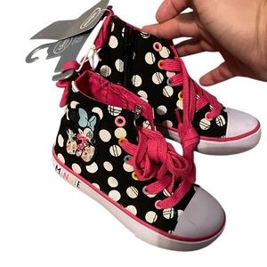 Disney Minnie Mouse High Top Sneakers Girls Size 10 Polka‎ Dot Sneakers - NWT